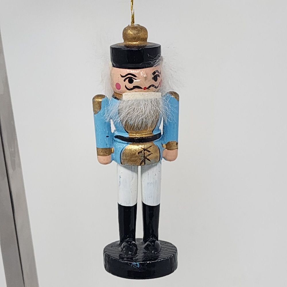 Vintage Christmas Tree Ornament Nutcracker Wooden Holiday Decor Figure